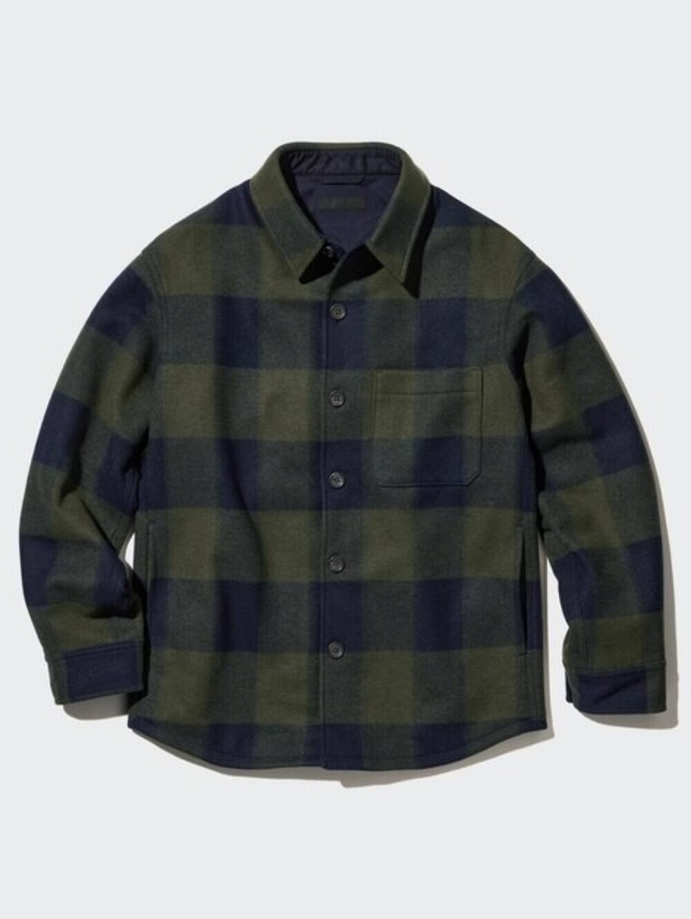 MEN UNIQLO Plaid Navy Green Cabin Contemporary Casual Overshirt Size Medium